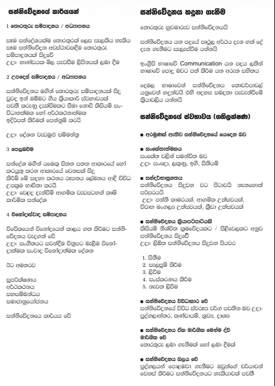 A/L Media Unit 02 - සන්නිවේදනයේ පදනම (Theory)
